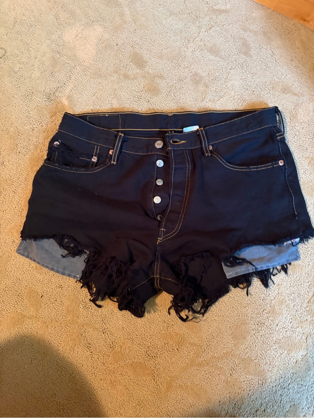Levi's Black Distressed Cutoff Jean Shorts